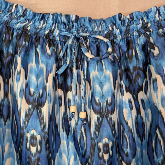 Her Destiny Midi Maxi Skirt Women's Petite PXL White/Blue Elastic Tie Waist Boho - Picture 8 of 12